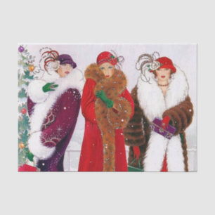 art deco retro vintage dames met kerst tissuepapier