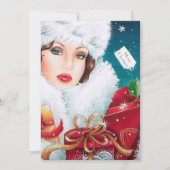 Art deco retro vintage kerst dame feest kaart (Voorkant)