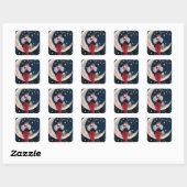 Art deco retro vintage kerst dame sticker (Vel)