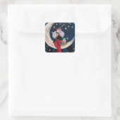 Art deco retro vintage kerst dame sticker (Tas)