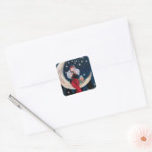 Art deco retro vintage kerst dame sticker (Envelop)