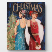 Art Deco retro vintage kerst dames Holiday Fotoplaat (Voorkant)