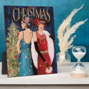 Art Deco retro vintage kerst dames Holiday Fotoplaat