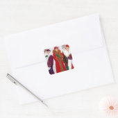 Art deco retro vintage kerst dames sticker (Envelop)