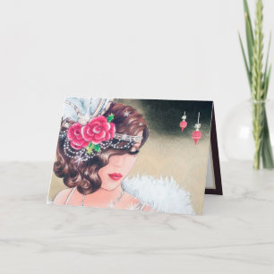 Art Deco retro vintage kerst Feestdagen Kaart