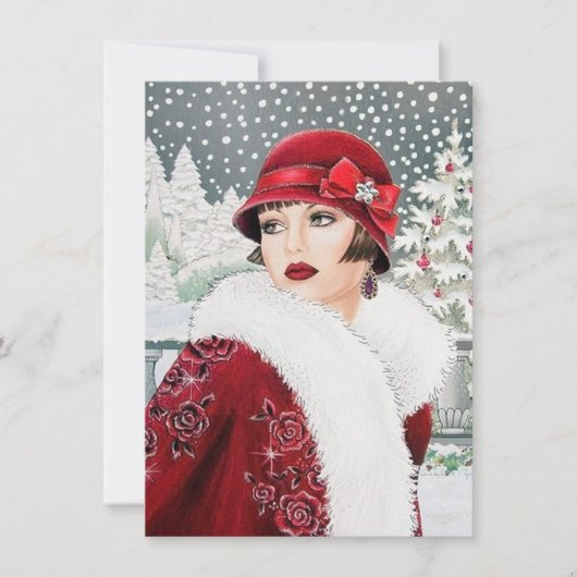 Art Deco retro vintage kerst Notitiekaartje (Voorkant)