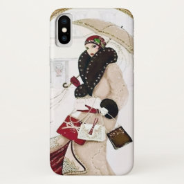 art deco retro vintage kerstdame Case-Mate iPhone case