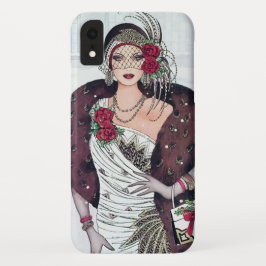 art deco retro vintage kerstdame Case-Mate iPhone case