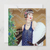 art deco retro vintage kerstdame feestdagenkaart (Voorkant)
