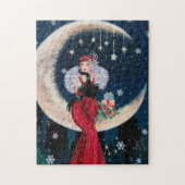 art deco retro vintage kerstdame legpuzzel (Verticaal)