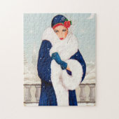 art deco retro vintage kerstdame legpuzzel (Verticaal)