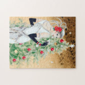 art deco retro vintage kerstdame legpuzzel (Horizontaal)