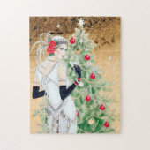 art deco retro vintage kerstdame legpuzzel (Verticaal)