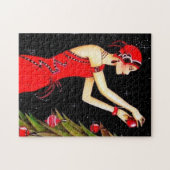 art deco retro vintage kerstdame legpuzzel (Horizontaal)
