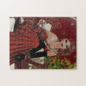 art deco retro vintage kerstdame legpuzzel (Horizontaal)