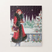 art deco retro vintage kerstdame legpuzzel (Verticaal)