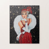 art deco retro vintage kerstdame legpuzzel (Verticaal)