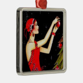 art deco retro vintage kerstdame metalen ornament (Rechts)