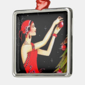 art deco retro vintage kerstdame metalen ornament (Links)