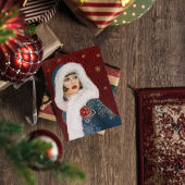Art Deco retro vintage kerstdame Notitiekaartje