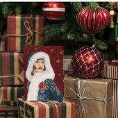 Art Deco retro vintage kerstdame Notitiekaartje