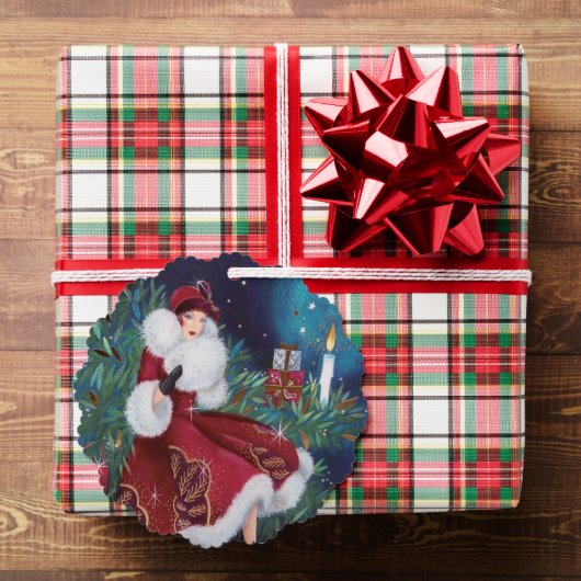 Art Deco retro vintage kerstdame Ornament Kaart (Insitu (Geschenk))