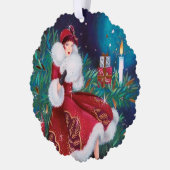 Art Deco retro vintage kerstdame Ornament Kaart (Links)