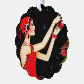 Art Deco retro vintage kerstdame Ornament Kaart (Links)