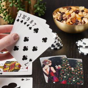 art Deco retro vintage kerstdame Pokerkaarten