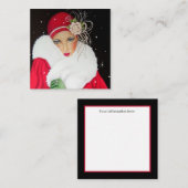 art deco retro vintage kerstdame vierkante visitekaartje (Voorkant / Achterkant)