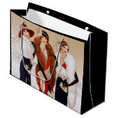 Art deco retro vintage kerstfeest Dames Groot Cadeauzakje (Voorkant Gekanteld)