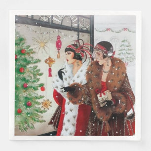 art deco retro vintage kerstfeest dames servet