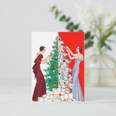 Art deco retro vintage Kerstmis dames Feestdagenkaart (Staand voorkant)