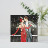 art deco retro vintage kerstparen feestdagenkaart (Staand voorkant)