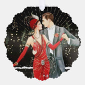 Art Deco retro vintage kerstparen Ornament Kaart (Voorkant)