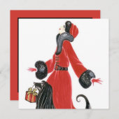 Art deco retro vintage kerstvakantie Kaart (Voorkant / Achterkant)