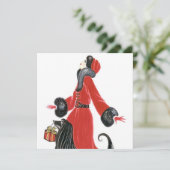 Art deco retro vintage kerstvakantie Kaart (Staand voorkant)