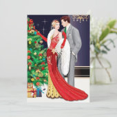 Art Deco retro vintage kerstvakantie Kaart (Staand voorkant)