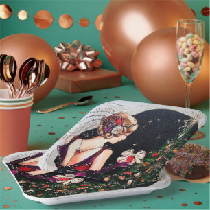Art deco retro vintage Lady party Papieren Bordje
