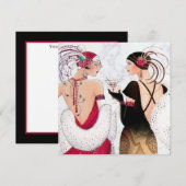 art deco retro vintage voeg kerstboodschap toe feestdagenkaart (Voorkant / Achterkant)