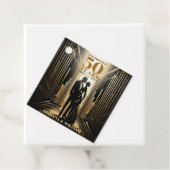 Art Deco Retro Zwart & Goud Bruiloft Jubileum Bedankjes Labels (In situ)