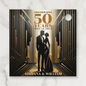 Art Deco Retro Zwart & Goud Bruiloft Jubileum Bedankjes Labels (Achterkant)