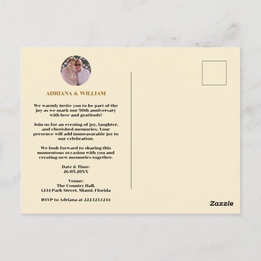 Art Deco Retro Zwart & Goud Huwelijksjubileum Briefkaart (Achterkant)