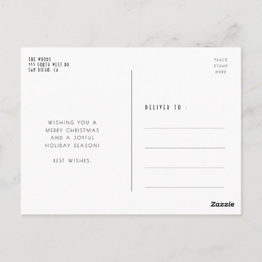 Art deco retro zwart-wit Vrolijk kerstfeest Briefkaart (Achterkant)