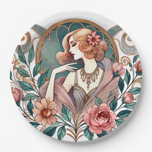 Art Deco Revival Papieren Bordje (Voorkant)