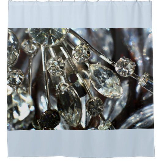 Art Deco  Rhinestone Elegant Bord Blauw Douchegordijn (Voorkant)