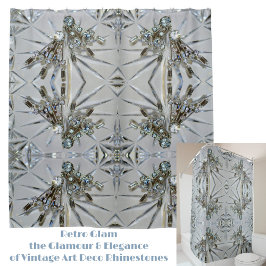Art Deco Rhinestone Elegant Silvery Gray Douchegordijn