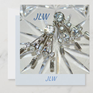 Art Deco  Rhinestone met Initialen Flat Notitiekaartje