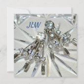 Art Deco  Rhinestone met Initialen Flat Notitiekaartje (Voorkant)