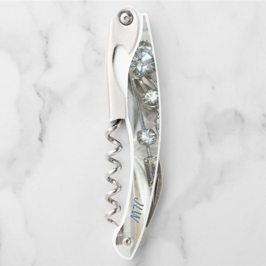 Art Deco Rhinestone met Initialen Kurkentrekker (Voorkant)
